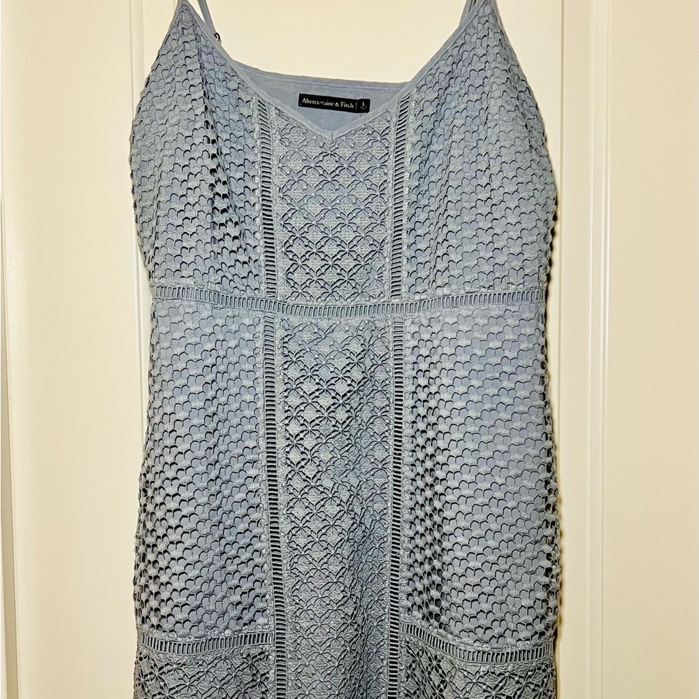 Abercrombie and Fitch Mini Summer Sundress Blue Eyelet and Lace Size Large